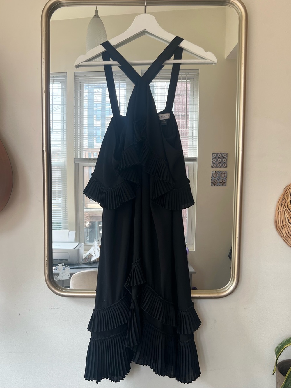 Delfi Collective (Revolve) Black Pleated Halter Dress